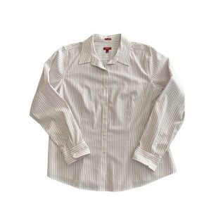 Women's Talbots White & Pink Striped Button Down Shirt Size 16